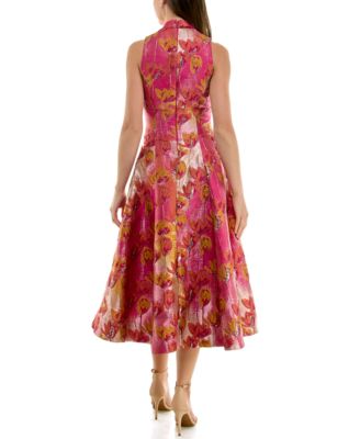 Women's Metallic Jacquard Sleeveless A-Line Dress