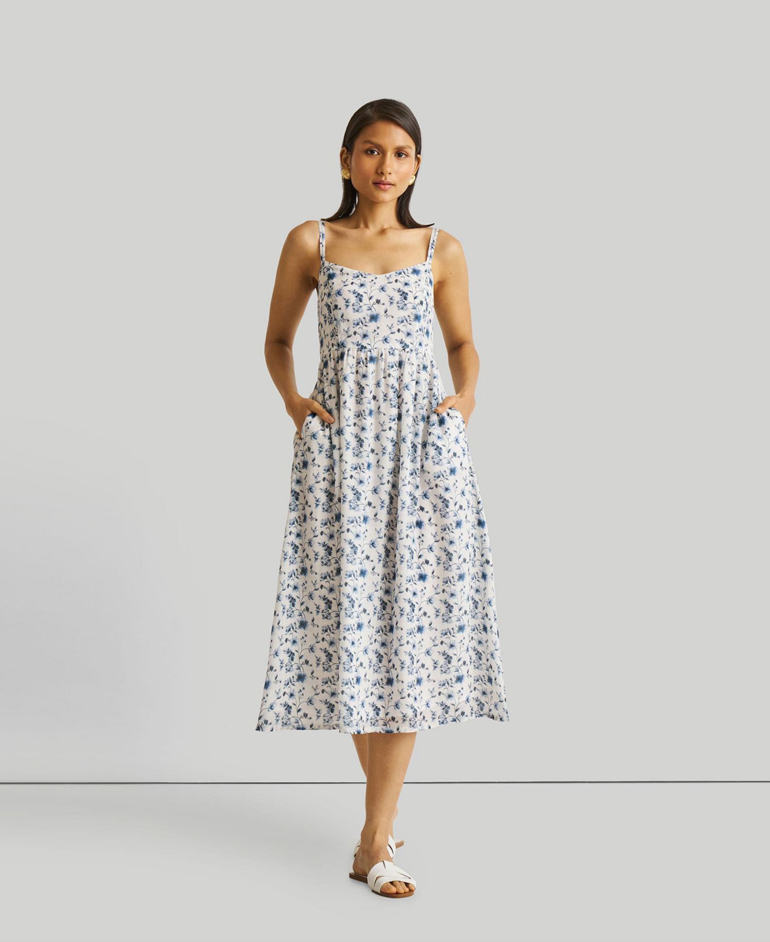Women's Strappy Gathered Midi Dress