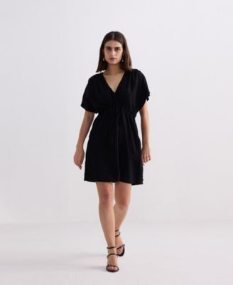 Women's Short gathered Dress in Black