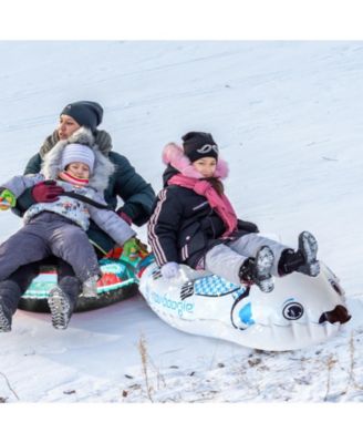 Winter Single Rider Snow Tube, 44" Inflatable Animal Sled, Outdoor Snow Toys with Two Handle