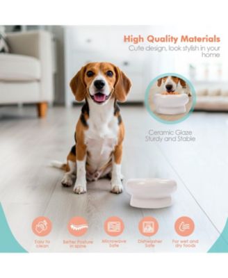 Abstract Bubble Shaped Stoneware Elevated Pet Bowl, Raised Ceramic Food & Water Dish for Dogs and Cats