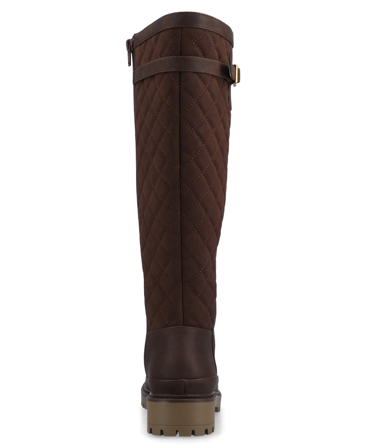 Journee Collection Journee Women's Zemmie Knee High Wide-calf Casual Quilted Boots In Brown