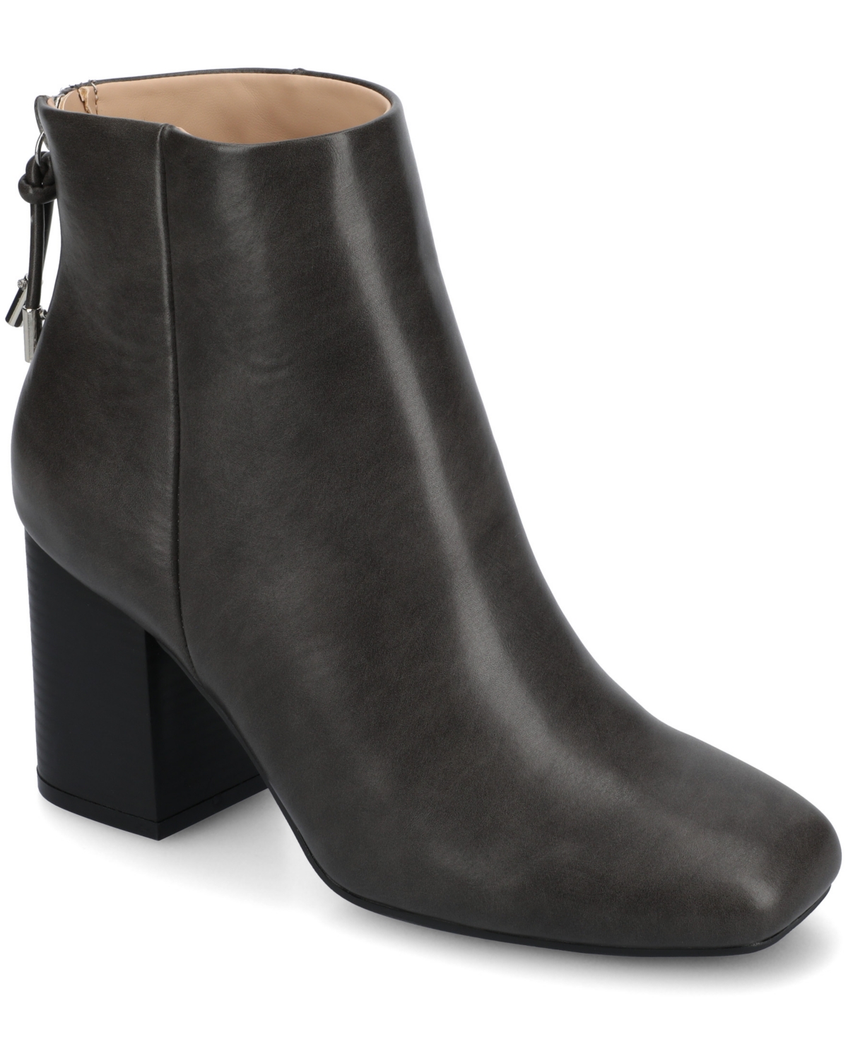 Journee Collection Women's Audrina Stacked Heel Dress Booties - Charcoal