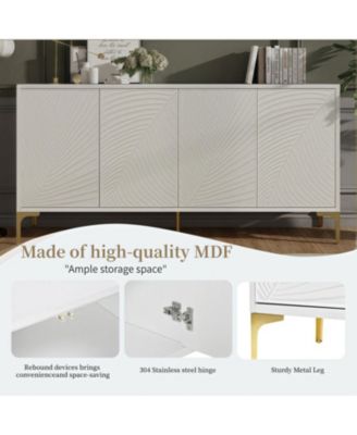 White 4-Door Storage Cabinet with Adjustable Shelves