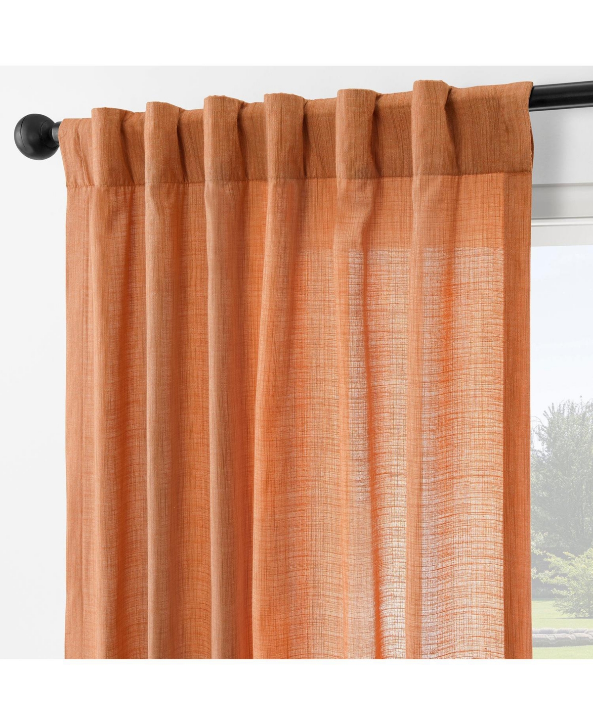 Half Price Drapes Orange Rustic Linen Weave Curtain