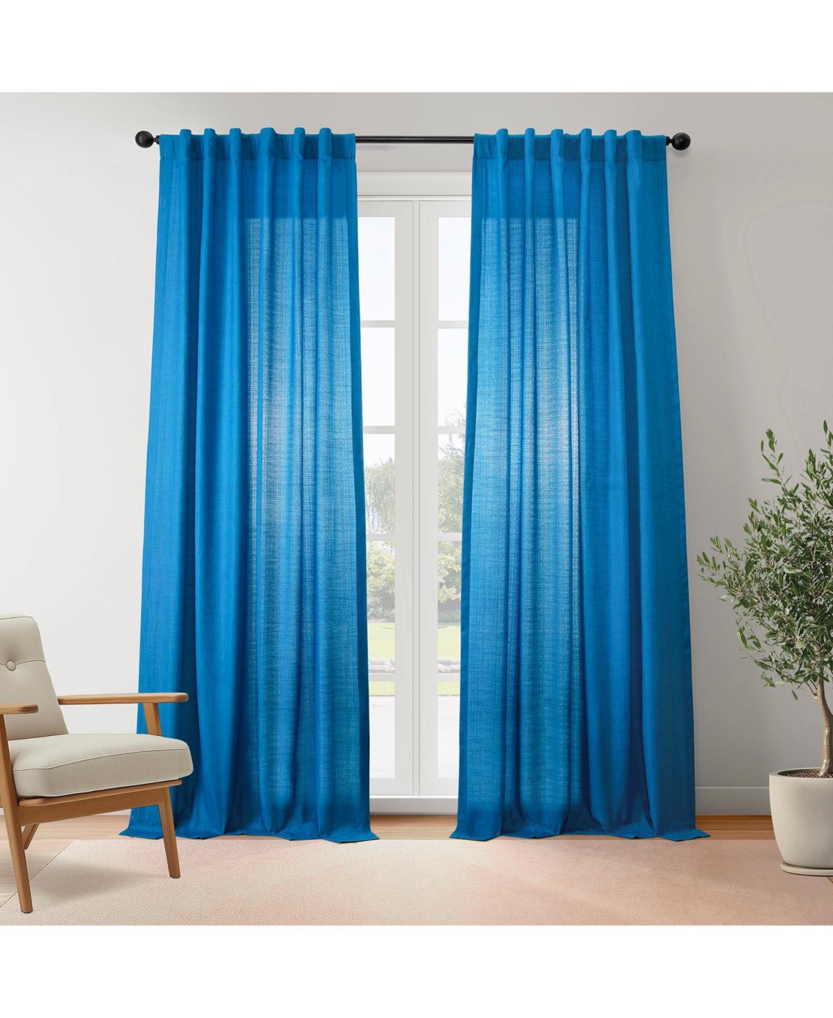 Half Price Drapes Tan Rustic Weave Sheer Linen Curtains (2 Panels) Rod Pocket Window Curtains And Drapes, 50 W X 96 L