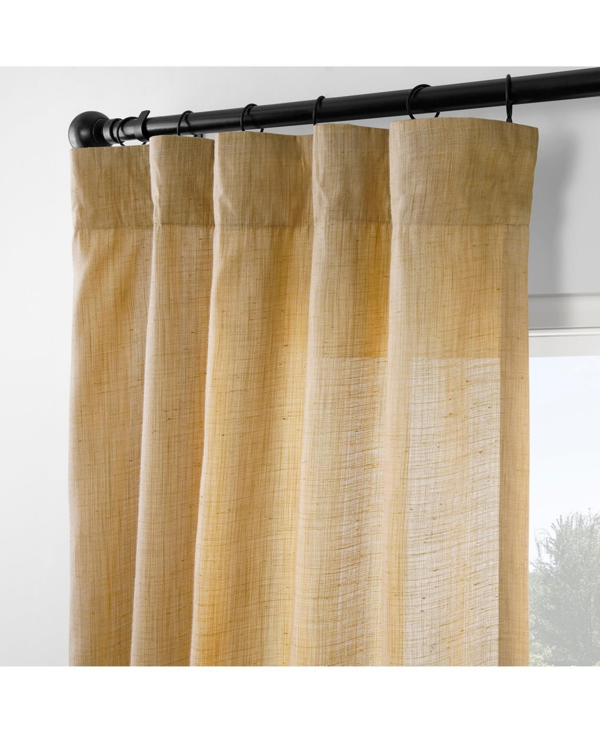 Half Price Drapes Tan Rustic Weave Sheer Linen Curtains (2 Panels) Rod Pocket Window Curtains And Drapes, 50 W X 96 L