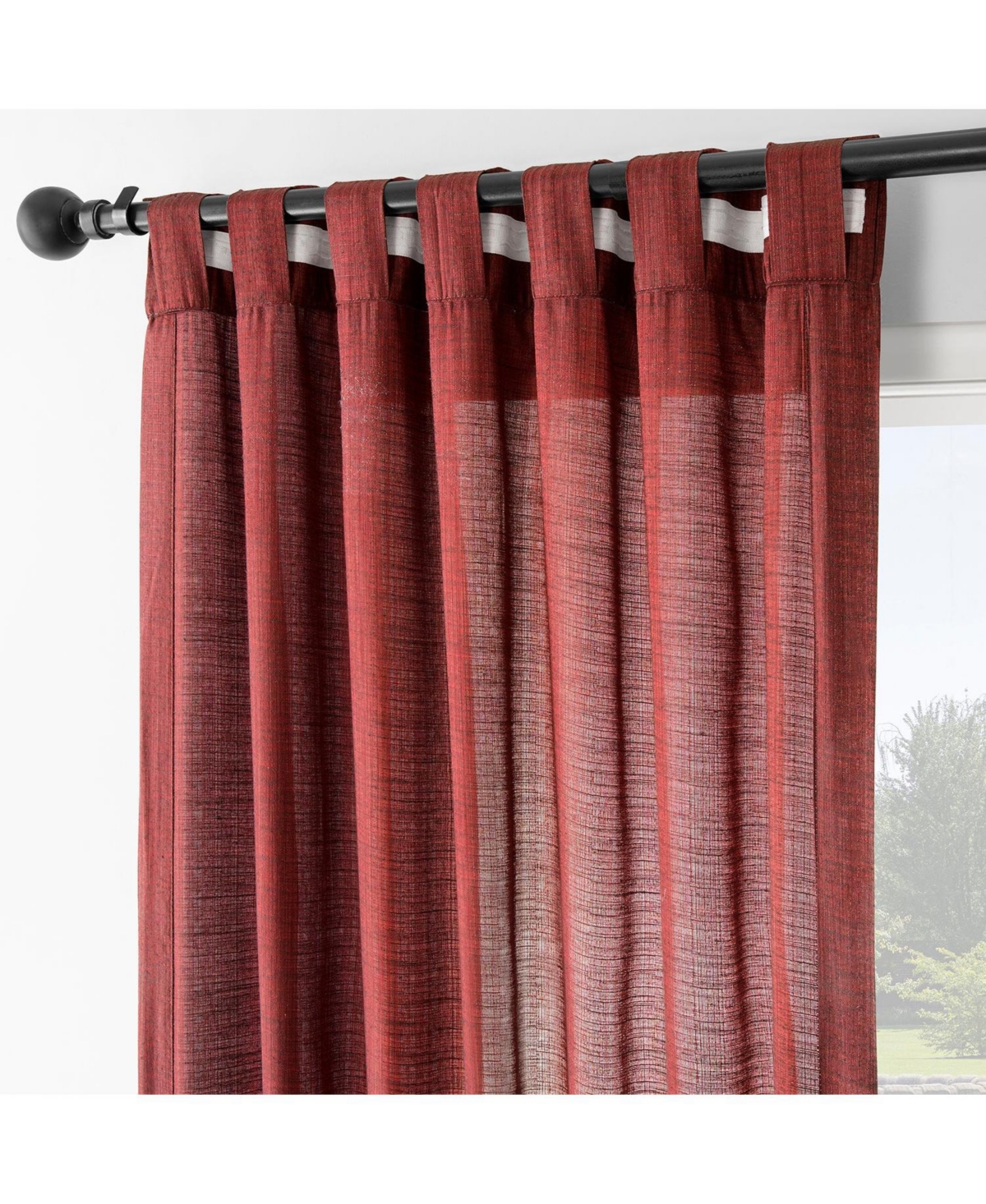Half Price Drapes Orange Rustic Linen Weave Curtain