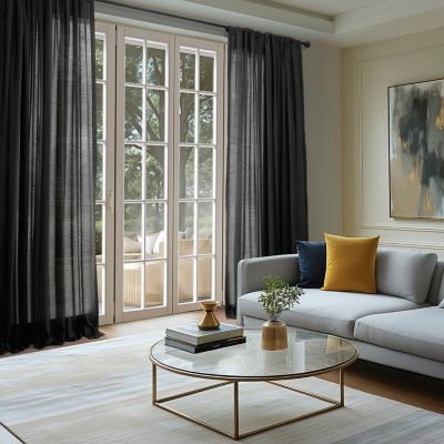 Rustic Weave Linen Curtains (2 Panels) Sheer Window Curtains Panel Set, Rod Pocket Curtains, 50 inches Wide Linen