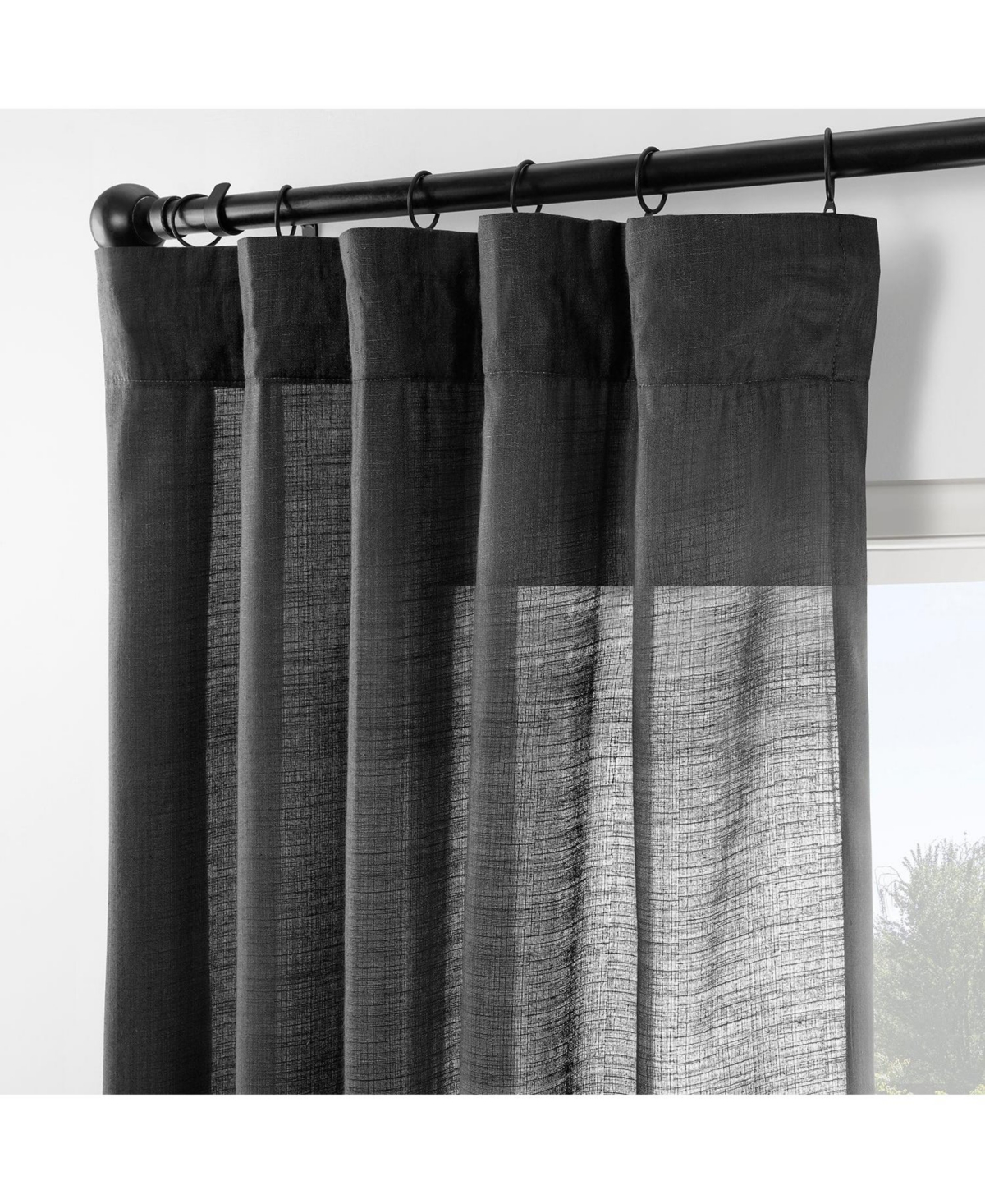 Half Price Drapes Orange Rustic Linen Weave Curtain