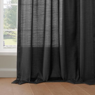 Rustic Weave Linen Curtains (2 Panels) Sheer Window Curtains Panel Set, Rod Pocket Curtains, 50 inches Wide Linen