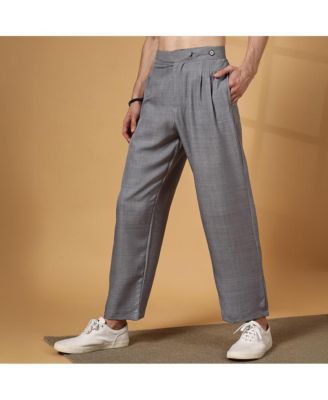 Men's Moon Grey Pleated Relaxed Trousers