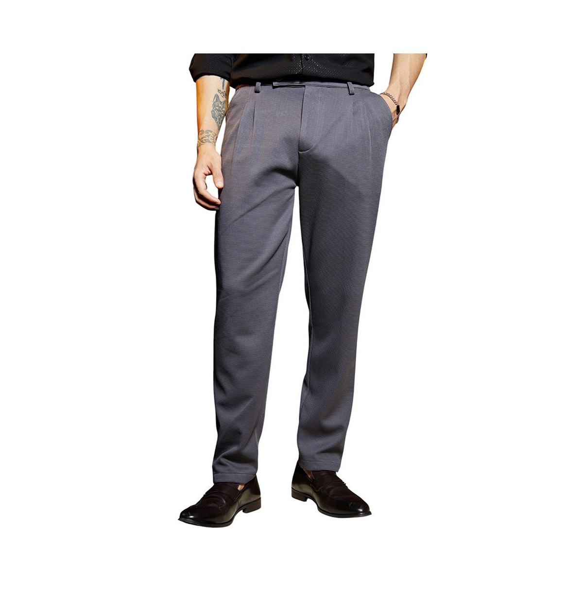 Men's Ash Grey Micro-Waffle Chino Trousers - Grey