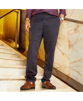 Мужские темно-черные брюки Campus Sutra из ткани Чино с вафельными вставками