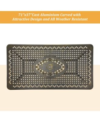 7pcs Outdoor Furniture Set Cast Aluminium Patio Dining Set 6 Outdoor Dining Chairs and 71 Inches Rectangular Dining Table for Balcony Porch Backyard Garden