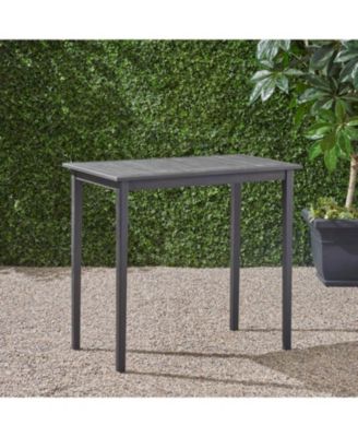 Outdoor Minimalist Acacia Wood Rectangle Bar Table - Dark Gray