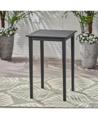 Outdoor Minimalist Acacia Wood Square Bar Table - Dark Gray