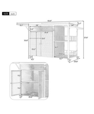 Outdoor Kitchen Island with Storage & Foldable Table