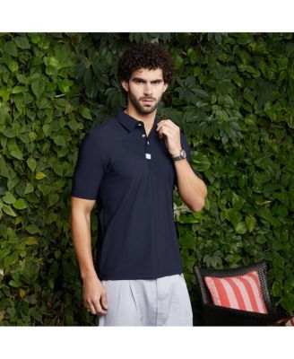 Мужская бесшовная вафельная футболка-поло Campus Sutra темно-синего цвета от Campus Sutra