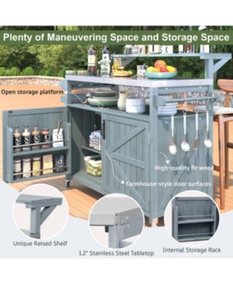Outdoor Kitchen Island with Storage & Stainless Steel Top