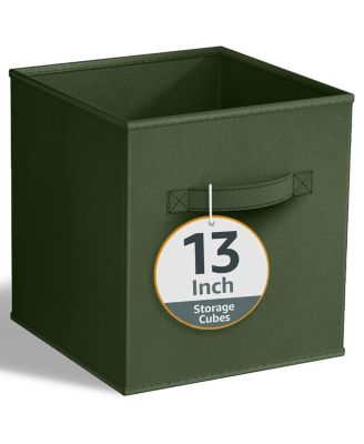 13 Inch Foldable Fabric Storage Cube Bin with Handles- for Organizing Home, Shelves, Nursery, Playroom, Closet and More