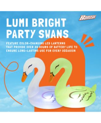 Lumi Bright Party Swans Inflatable White Pool Lantern Lights, (2 Pack)