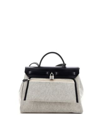 Pre-Owned Hermes 31 Herbag Zip Pegase Pop Toile and Leather