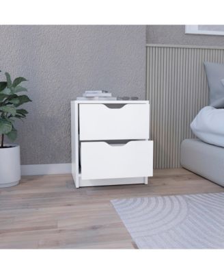 Contemporary Two-Drawer Faux Wood Nightstand with Smooth Glide Storage