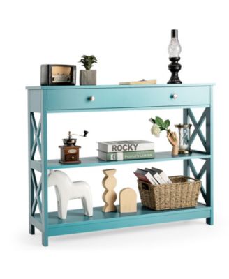 Console Table 3-Tier with Drawer and Storage Shelves