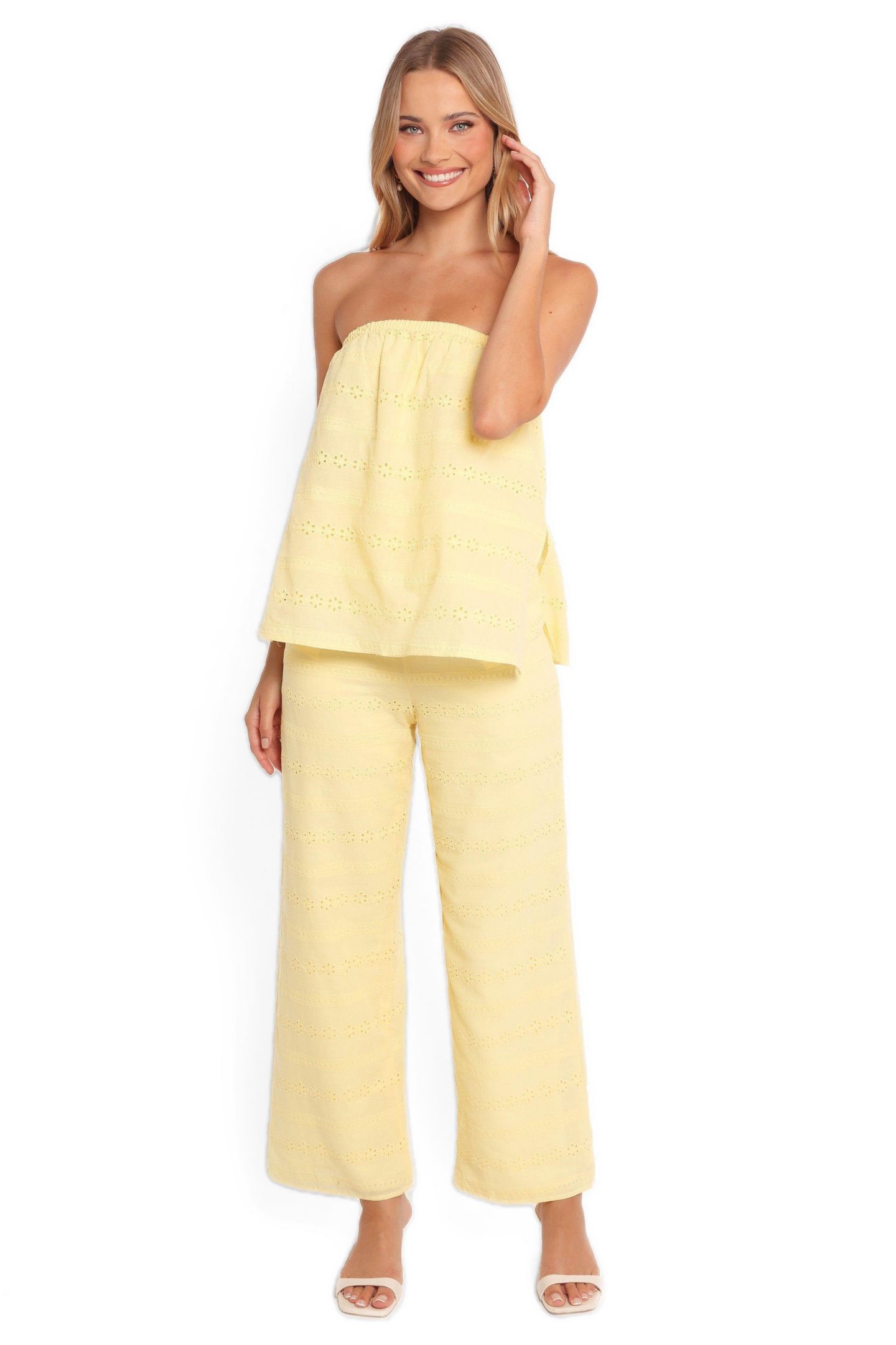 Женский комбинезон Petal and Pup Michele Strapless Jumpsuit, цвет: Сливочный жёлтый — фото 1