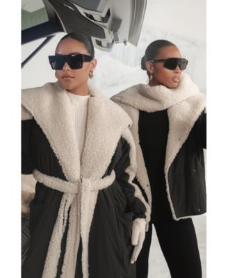 Women's Contrast Sherpa Coat