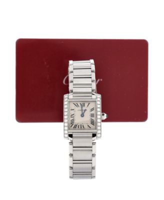 Бывшие в употреблении кварцевые часы Cartier Tank Francaise из нержавеющей стали с бриллиантовым безелем диаметром 20 мм