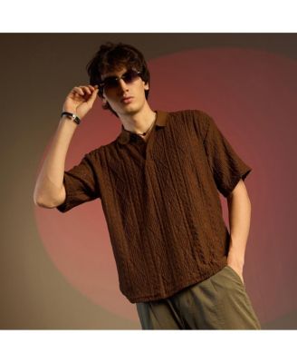 Мужская футболка оверсайз Campus Sutra шоколадно-коричневого цвета из Аргайла