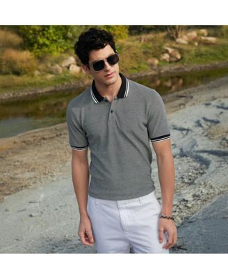 Мужская трикотажная футболка-поло Campus Sutra цвета оникс черного дуэта