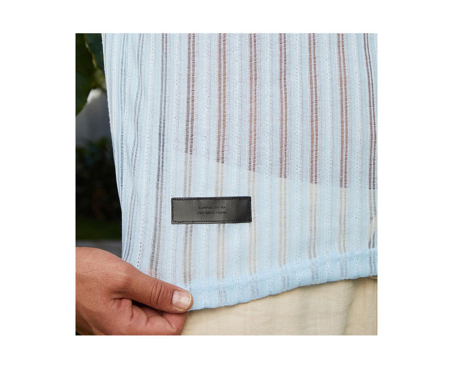 Men's Baby Blue Duo-Striped Relaxed Polo T-Shirt