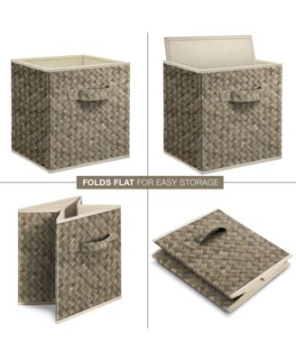 11 Inch Foldable Fabric Storage Cube Bin with Handles - for Organizing Pantry, Closet, Nursery, Playroom, & More