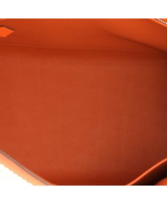 Pre-Owned Hermes Kelly 28 Handbag Quadrille Canvas and Orange Swift with Palladium Hardware