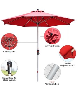 9 Feet Patio Outdoor Market Umbrella with Aluminum Pole without Weight Base