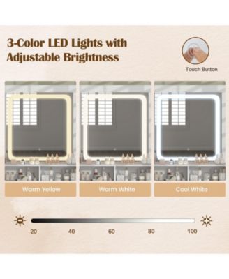 Makeup Vanity Desk Dressing Table and Stool Set with Lighted Mirror