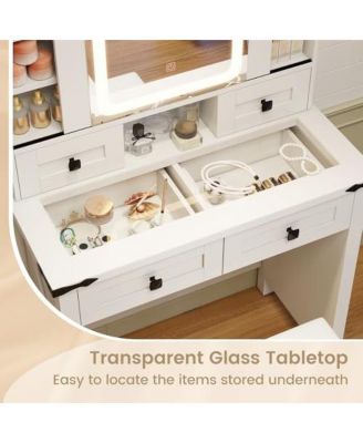 Makeup Vanity Desk with Mirror and Adjustable Storage Shelves