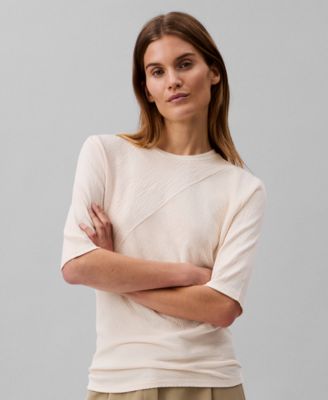 Calvin Klein - Women's Textured-Knit 3/4-Sleeve Top