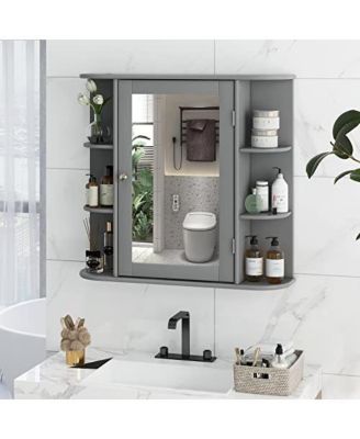 Wall-Mounted Bathroom Mirror Cabinet with Storage Shelves