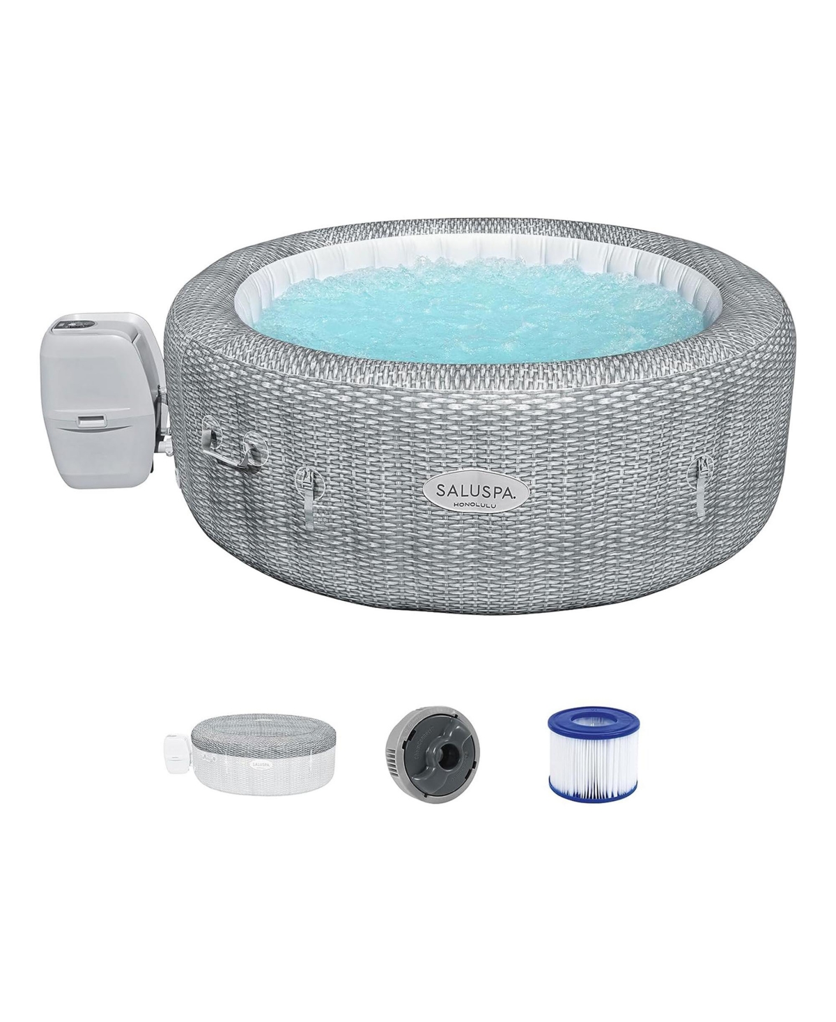 SaluSpa Honolulu AirJet Inflatable Hot Tub with 140 Soothing Jets, Gray - Grey