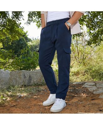 Универсальные плиссированные брюки Campus Sutra для мужчин цвета индиго