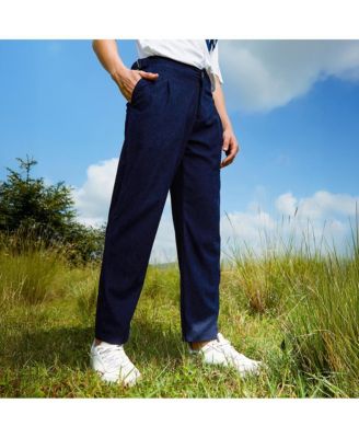 Мужские темно-синие вафельные брюки Campus Sutra, сшитые на заказ