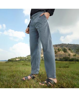 Мужские брюки Campus Sutra лунно-серого цвета с прожилками, сшитые на заказ