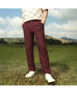 Мужские брюки Campus Sutra из бордово-красного вельвета, сшитые на заказ