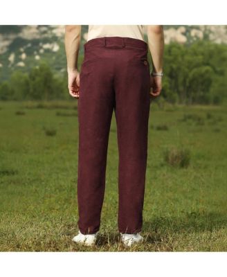 Men's Burgundy Red Velvique Tailored Trousers