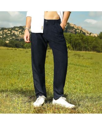 Мужские брюки Campus Sutra из прусского синего вельвета, сшитые на заказ