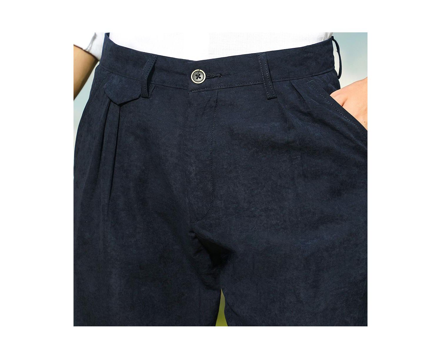 Men's Prussian Blue Velvique Tailored Trousers
